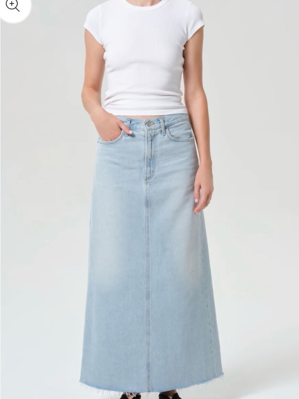 Agolde Light Hilla Denim Blue Maxi Denim Skirt